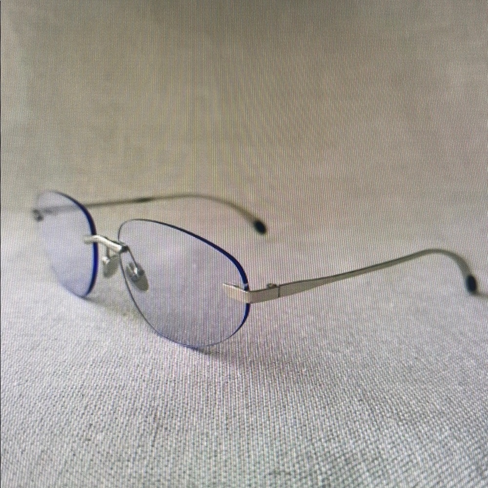 Stylish Silver and Blue Rimless Glasses